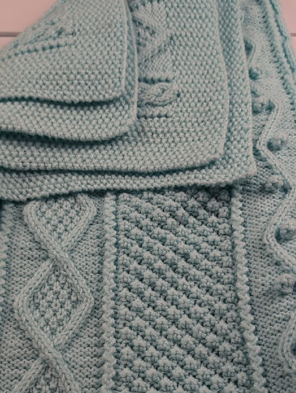 Baby Blue Cable Knit Blanket 33